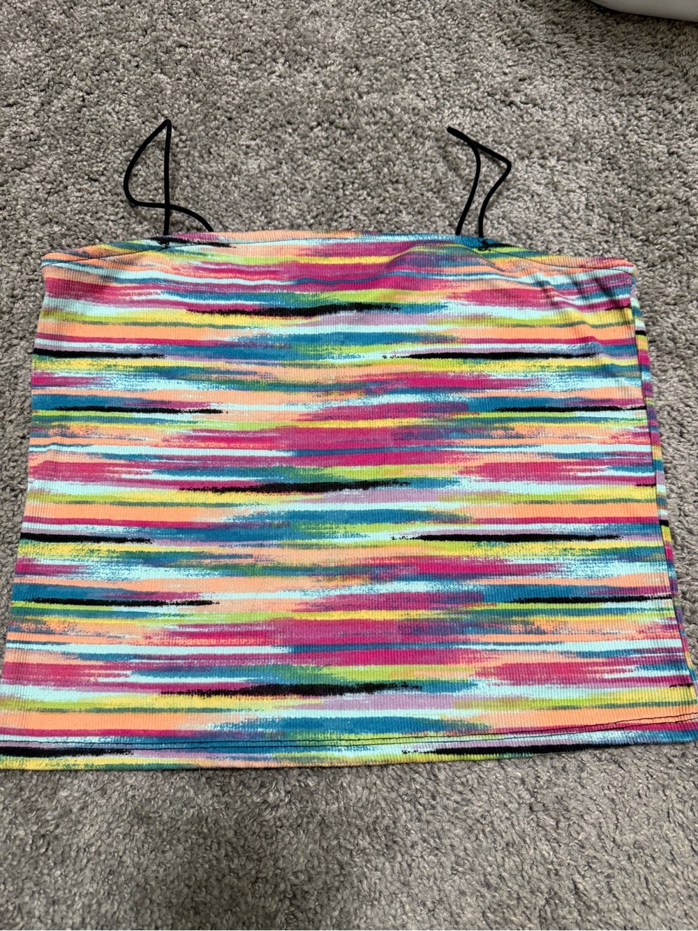 Rue21 women’s Bright Multicolor Striped Tank Top with Black Straps
